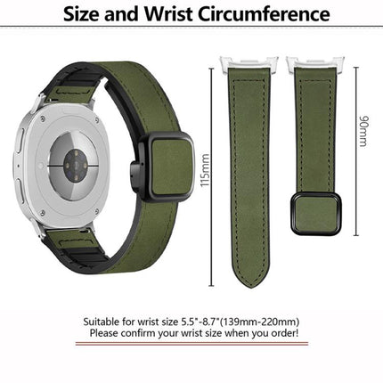 Square Magnetic Buckle Leather Skin Silicone Watch Band