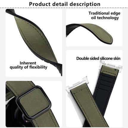 Square Magnetic Buckle Leather Skin Silicone Watch Band
