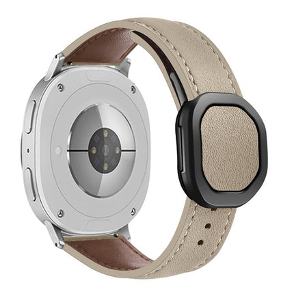 Magnetic Fold Genuine Buckle Leather Watch Band, For Samsung Galaxy Watch8 / Watch8 Classic - DealBuddy