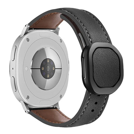 Magnetic Fold Genuine Buckle Leather Watch Band, For Samsung Galaxy Watch8 / Watch8 Classic - DealBuddy