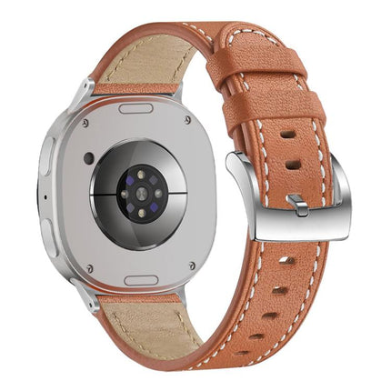 Round Tail Square Buckle Leather Watch Band, For Samsung Galaxy Watch8 / Watch8 Classic - DealBuddy
