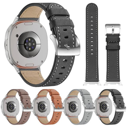 Round Tail Square Buckle Leather Watch Band, For Samsung Galaxy Watch8 / Watch8 Classic - DealBuddy