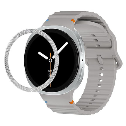 Rhombic Texture Bezel and Wavy Grain Stitched Color Buckle Silicone Watch Band