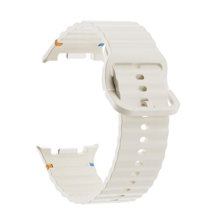Rhombic Texture Bezel and Wavy Grain Stitched Color Buckle Silicone Watch Band, For Samsung Galaxy Watch8 44mm, For Samsung Galaxy Watch8 40mm - DealBuddy