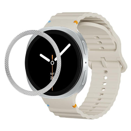 Rhombic Texture Bezel and Wavy Grain Stitched Color Buckle Silicone Watch Band, For Samsung Galaxy Watch8 44mm, For Samsung Galaxy Watch8 40mm - DealBuddy