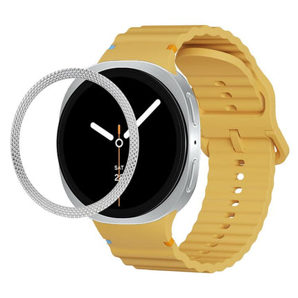 Rhombic Texture Bezel and Wavy Grain Stitched Color Buckle Silicone Watch Band, For Samsung Galaxy Watch8 44mm, For Samsung Galaxy Watch8 40mm - DealBuddy
