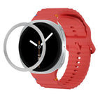 Rhombic Texture Bezel and Wavy Grain Stitched Color Buckle Silicone Watch Band