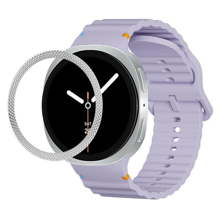 Rhombic Texture Bezel and Wavy Grain Stitched Color Buckle Silicone Watch Band