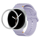 Rhombic Texture Bezel and Wavy Grain Stitched Color Buckle Silicone Watch Band