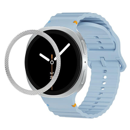 Rhombic Texture Bezel and Wavy Grain Stitched Color Buckle Silicone Watch Band, For Samsung Galaxy Watch8 44mm, For Samsung Galaxy Watch8 40mm - DealBuddy