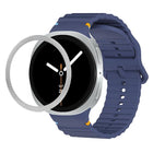 Rhombic Texture Bezel and Wavy Grain Stitched Color Buckle Silicone Watch Band