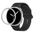 Rhombic Texture Bezel and Wavy Grain Stitched Color Buckle Silicone Watch Band