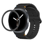 Rhombic Texture Bezel and Wavy Grain Stitched Color Buckle Silicone Watch Band