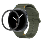 Rhombic Texture Bezel and Wavy Grain Stitched Color Buckle Silicone Watch Band
