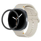 Rhombic Texture Bezel and Wavy Grain Stitched Color Buckle Silicone Watch Band