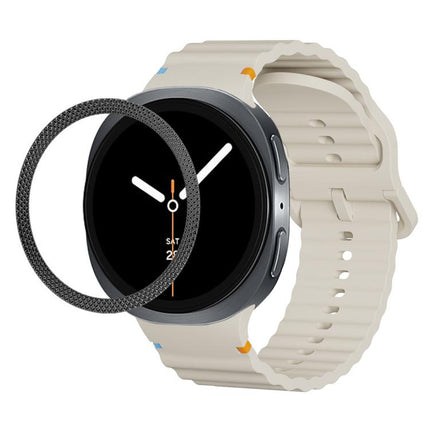 Rhombic Texture Bezel and Wavy Grain Stitched Color Buckle Silicone Watch Band, For Samsung Galaxy Watch8 44mm, For Samsung Galaxy Watch8 40mm - DealBuddy