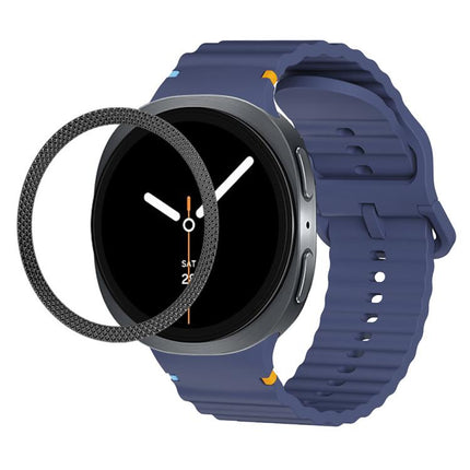 Rhombic Texture Bezel and Wavy Grain Stitched Color Buckle Silicone Watch Band, For Samsung Galaxy Watch8 44mm, For Samsung Galaxy Watch8 40mm - DealBuddy
