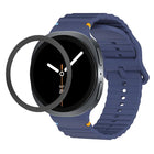 Rhombic Texture Bezel and Wavy Grain Stitched Color Buckle Silicone Watch Band, For Samsung Galaxy Watch8 44mm, For Samsung Galaxy Watch8 40mm - DealBuddy