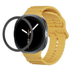 Rhombic Texture Bezel and Wavy Grain Stitched Color Buckle Silicone Watch Band