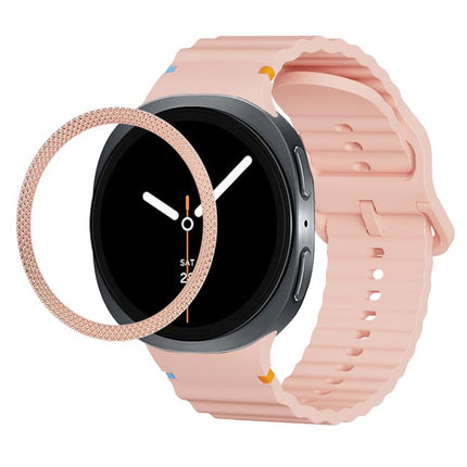 Rhombic Texture Bezel and Wavy Grain Stitched Color Buckle Silicone Watch Band