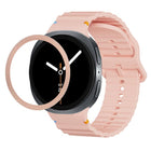 Rhombic Texture Bezel and Wavy Grain Stitched Color Buckle Silicone Watch Band