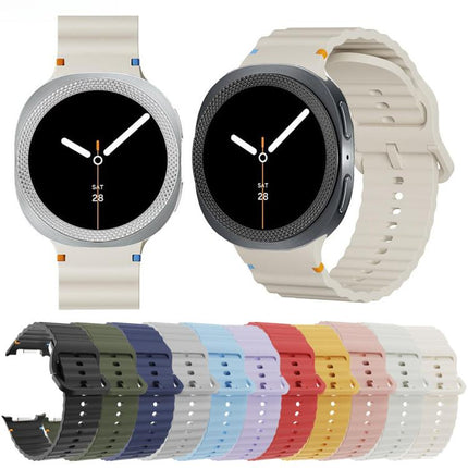 Rhombic Texture Bezel and Wavy Grain Stitched Color Buckle Silicone Watch Band