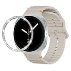 Diamond Bezel and Wavy Grain Stitched Color Buckle Silicone Watch Band