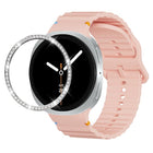 Diamond Bezel and Wavy Grain Stitched Color Buckle Silicone Watch Band