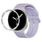 Diamond Bezel and Wavy Grain Stitched Color Buckle Silicone Watch Band