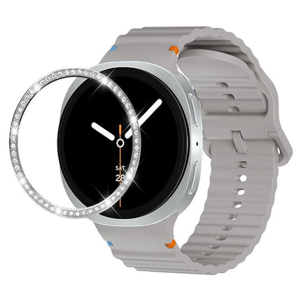 Diamond Bezel and Wavy Grain Stitched Color Buckle Silicone Watch Band