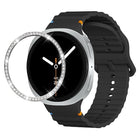 Diamond Bezel and Wavy Grain Stitched Color Buckle Silicone Watch Band