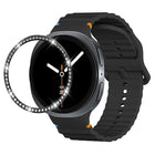 Diamond Bezel and Wavy Grain Stitched Color Buckle Silicone Watch Band