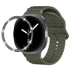 Diamond Bezel and Wavy Grain Stitched Color Buckle Silicone Watch Band