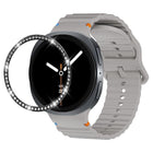 Diamond Bezel and Wavy Grain Stitched Color Buckle Silicone Watch Band