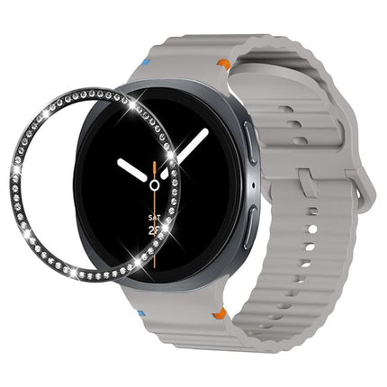 Diamond Bezel and Wavy Grain Stitched Color Buckle Silicone Watch Band, For Samsung Galaxy Watch8 44mm, For Samsung Galaxy Watch8 40mm - DealBuddy