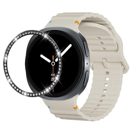 Diamond Bezel and Wavy Grain Stitched Color Buckle Silicone Watch Band, For Samsung Galaxy Watch8 44mm, For Samsung Galaxy Watch8 40mm - DealBuddy