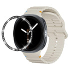 Diamond Bezel and Wavy Grain Stitched Color Buckle Silicone Watch Band, For Samsung Galaxy Watch8 44mm, For Samsung Galaxy Watch8 40mm - DealBuddy