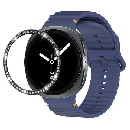 Diamond Bezel and Wavy Grain Stitched Color Buckle Silicone Watch Band
