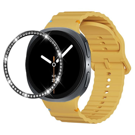 Diamond Bezel and Wavy Grain Stitched Color Buckle Silicone Watch Band, For Samsung Galaxy Watch8 44mm, For Samsung Galaxy Watch8 40mm - DealBuddy