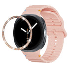 Diamond Bezel and Wavy Grain Stitched Color Buckle Silicone Watch Band, For Samsung Galaxy Watch8 44mm, For Samsung Galaxy Watch8 40mm - DealBuddy