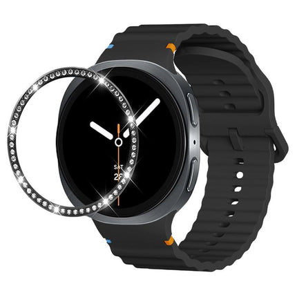 Diamond Bezel and Wavy Grain Stitched Color Buckle Silicone Watch Band