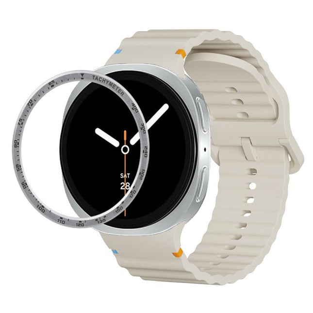 Speed Bezel and Wavy Grain Stitched Color Buckle Silicone Watch Band
