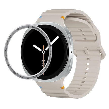 Speed Bezel and Wavy Grain Stitched Color Buckle Silicone Watch Band, For Samsung Galaxy Watch8 44mm, For Samsung Galaxy Watch8 40mm - DealBuddy