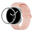 Speed Bezel and Wavy Grain Stitched Color Buckle Silicone Watch Band