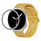 Speed Bezel and Wavy Grain Stitched Color Buckle Silicone Watch Band, For Samsung Galaxy Watch8 44mm, For Samsung Galaxy Watch8 40mm - DealBuddy