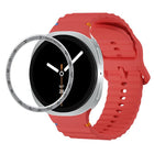 Speed Bezel and Wavy Grain Stitched Color Buckle Silicone Watch Band