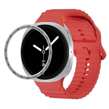 Speed Bezel and Wavy Grain Stitched Color Buckle Silicone Watch Band, For Samsung Galaxy Watch8 44mm, For Samsung Galaxy Watch8 40mm - DealBuddy