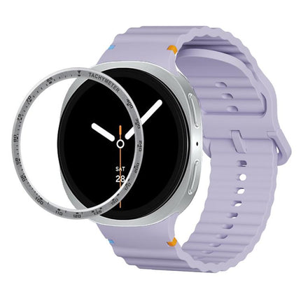 Speed Bezel and Wavy Grain Stitched Color Buckle Silicone Watch Band, For Samsung Galaxy Watch8 44mm, For Samsung Galaxy Watch8 40mm - DealBuddy