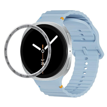 Speed Bezel and Wavy Grain Stitched Color Buckle Silicone Watch Band, For Samsung Galaxy Watch8 44mm, For Samsung Galaxy Watch8 40mm - DealBuddy