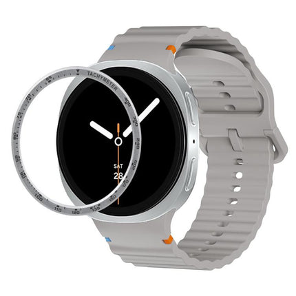 Speed Bezel and Wavy Grain Stitched Color Buckle Silicone Watch Band, For Samsung Galaxy Watch8 44mm, For Samsung Galaxy Watch8 40mm - DealBuddy